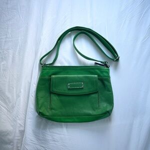 Tignanello Green Leather Crossbody Bag